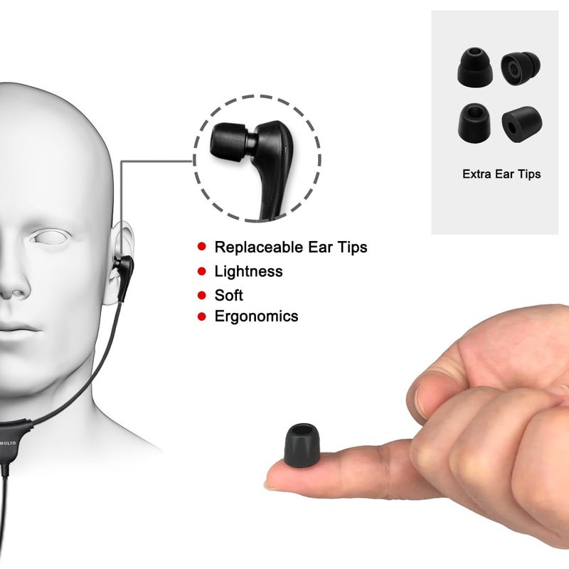 SIMOLIO Stereo Headset with Mic, Light Weight Stethoscope Transcription Headset with Volume Control and Soft Memory Foam Ear-Tips, 4.9FT Audio Cord, 3.5mm Plug Wired PC Headphones, SM-901M - Image 3